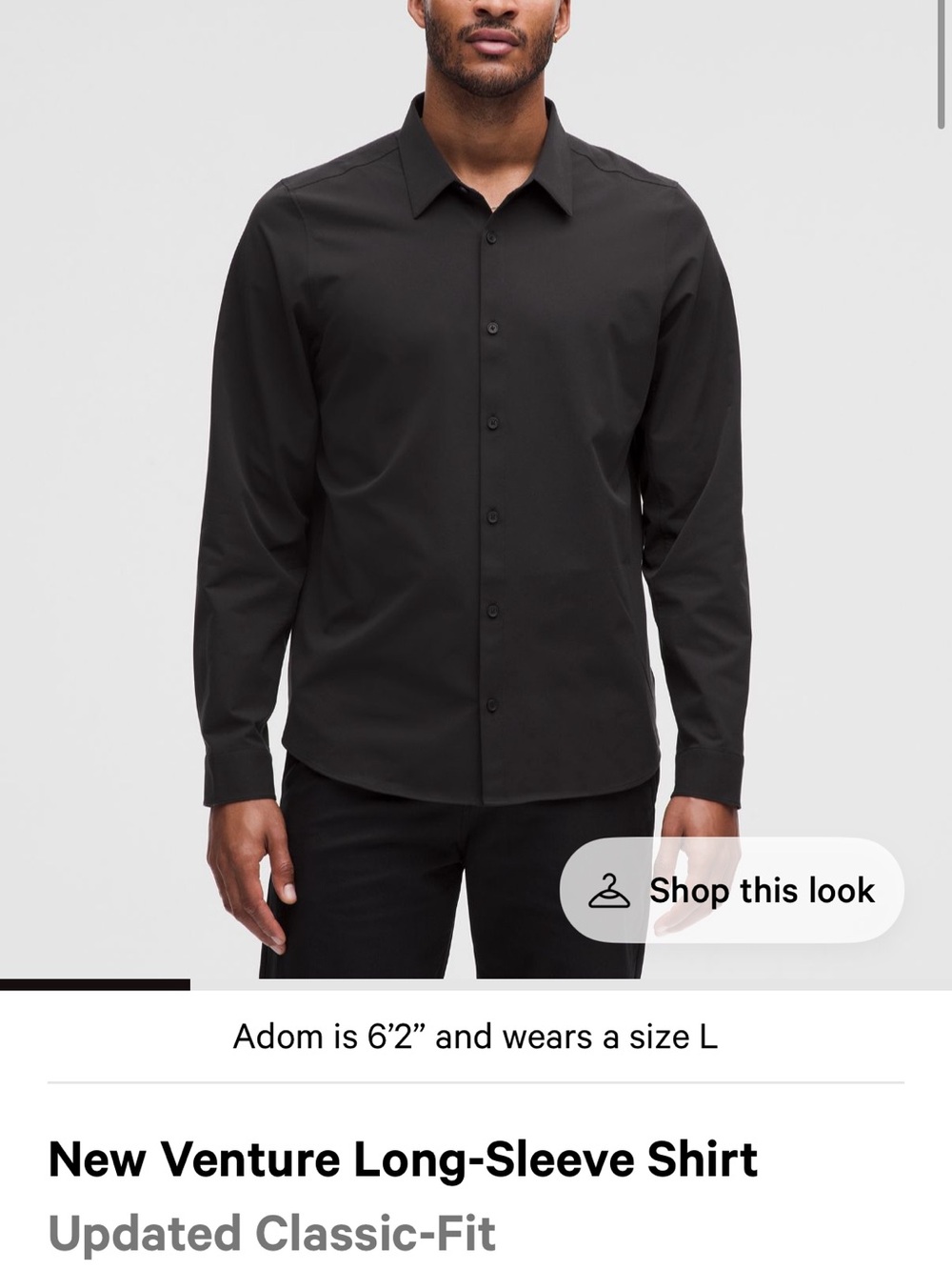 lululemon athletica Black New-Venture Long-Sleeve Dress Shirt